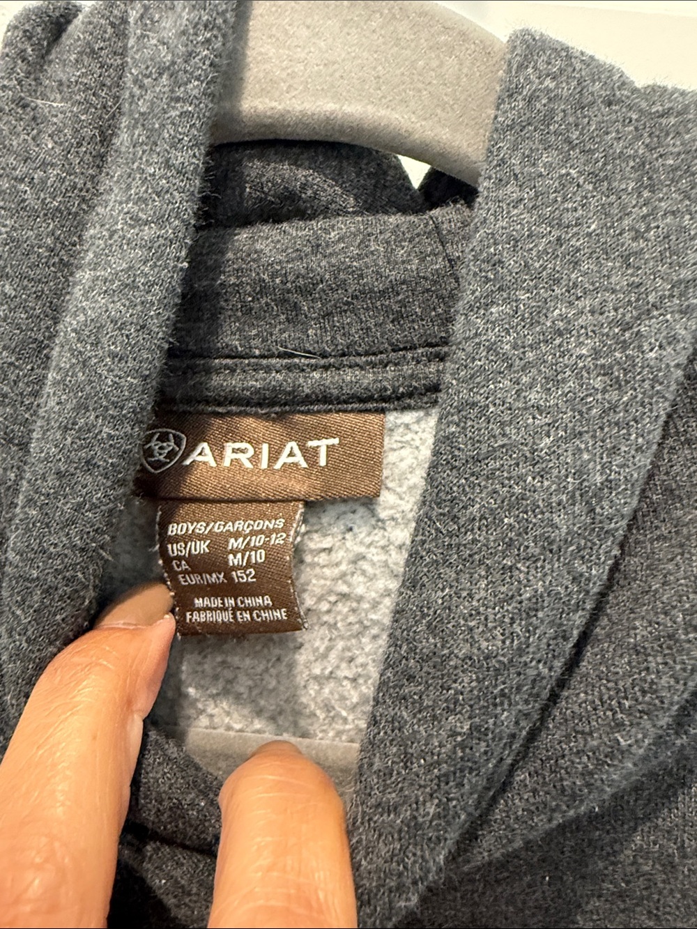 Ariat boys Charcoal Gray Hoodie with Logo - Picture 7 of 7